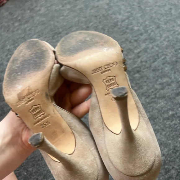 Jimmy Choo Suede Peep Toe Heels, size 35.5 - Picture 7 of 8